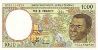 p102Ca from Central African States: 1000 Francs from 1993
